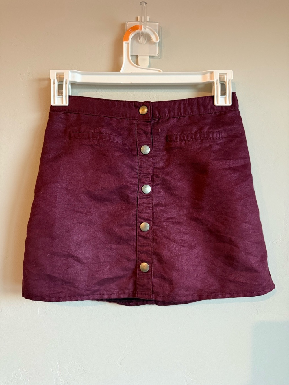 The Children's Place Button-Front burgundy Wine faux suede skirt